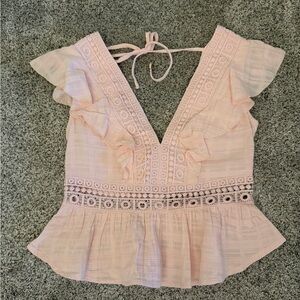 Miami‎ Light Pink Lace Ruffle Blouse